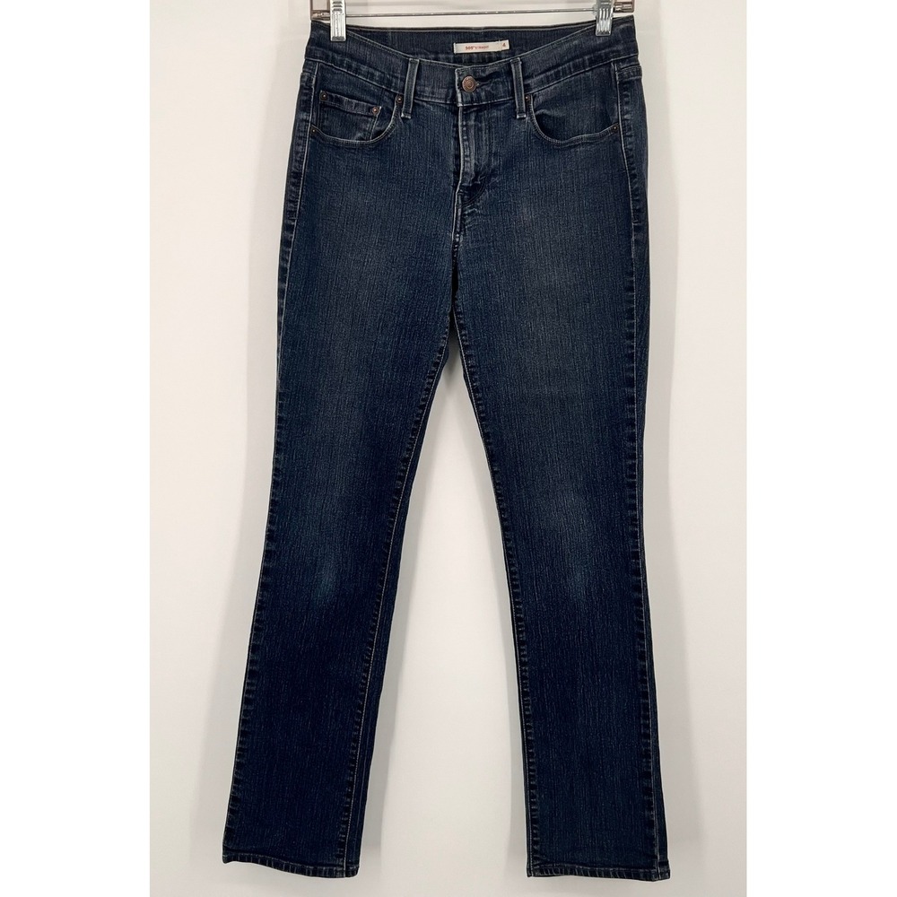 Levis 505 Straight Leg Jeans Dark Wash Denim Size 4 27x32 Womens